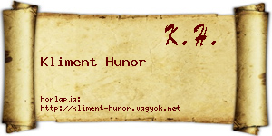 Kliment Hunor névjegykártya